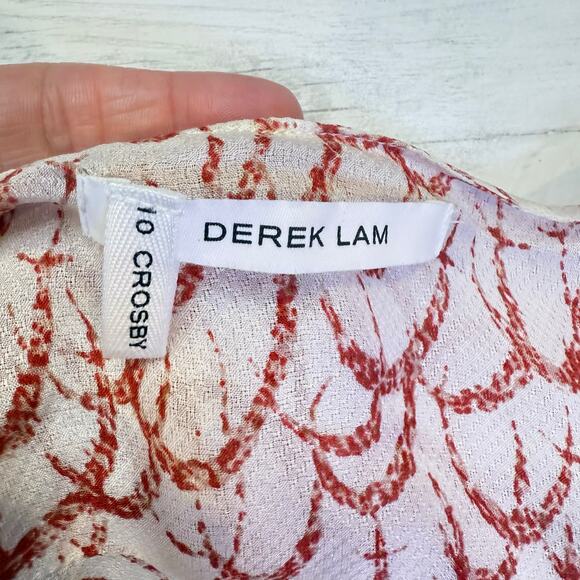 Derek Lam Crosby 10 medium 100% silk white red sheer wrap drape blouse luxury - Picture 4 of 10